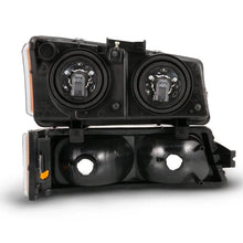 Load image into Gallery viewer, ANZO 2003-2006 Chevy Silverado Crystal Headlight w/ Signal Light Black Amber (4 pcs) ANZO ANZ111452