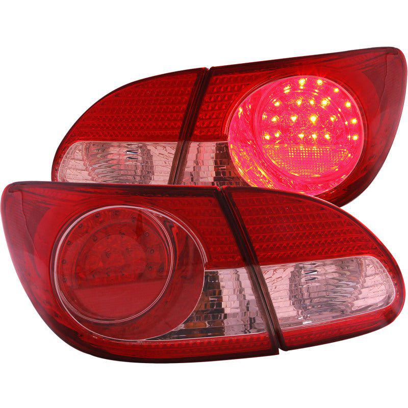 ANZO 2003-2008 Toyota Corolla LED Taillights Red Clear 4pc - Black Ops Auto Works