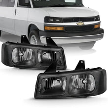 Load image into Gallery viewer, ANZO 2003-2017 Chevy Express Crystal Headlight Black ANZO ANZ111474