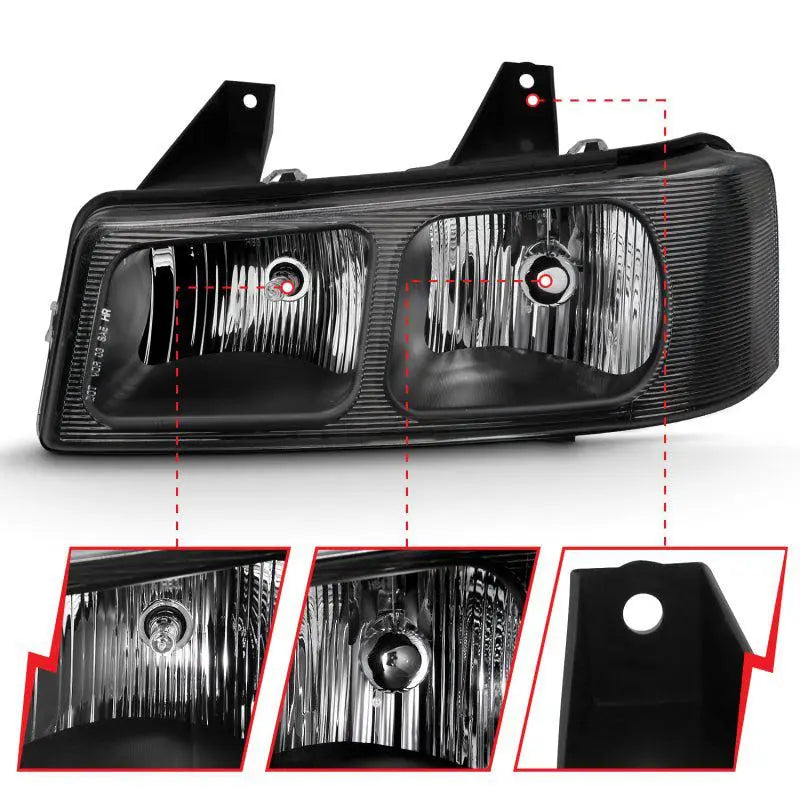 ANZO 2003-2017 Chevy Express Crystal Headlight Black ANZO ANZ111474