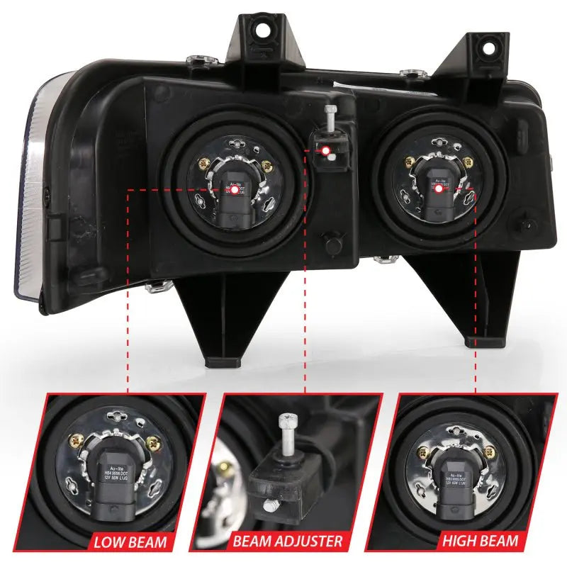 ANZO 2003-2017 Chevy Express Crystal Headlight Black ANZO ANZ111474