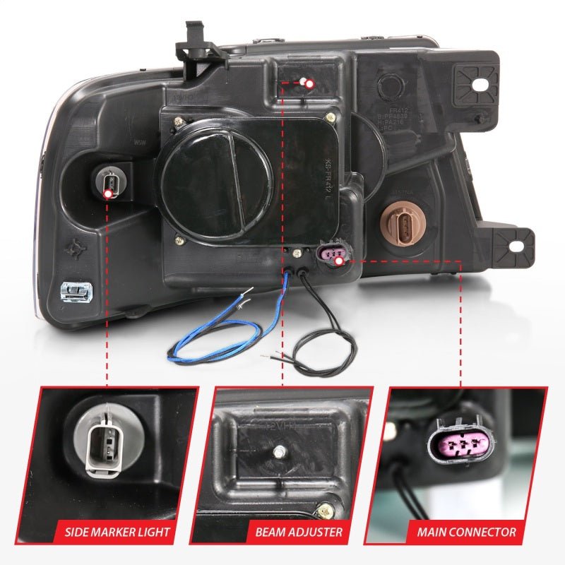 ANZO 2004-2008 Ford F-150 Projector Headlights w/ Halo and LED Black G2 ANZO ANZ111204