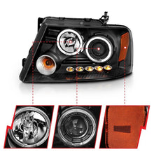 Load image into Gallery viewer, ANZO 2004-2008 Ford F-150 Projector Headlights w/ Halo and LED Black G2 ANZO ANZ111204