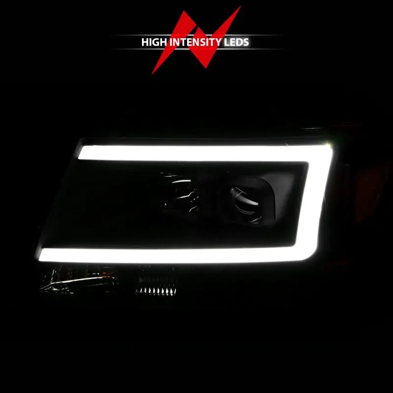 ANZO 2004-2008 Ford F-150 Projector Headlights w/ Light Bar Black Housing - Black Ops Auto Works