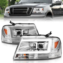 Load image into Gallery viewer, ANZO 2004-2008 Ford F-150 Projector Headlights w/ Light Bar Chrome Housing ANZO ANZ111542