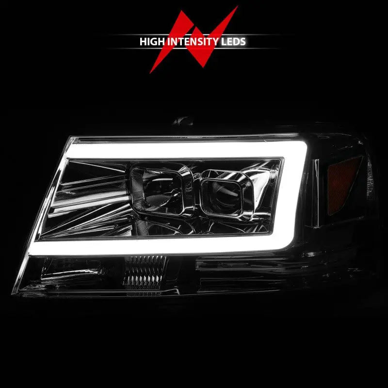 ANZO 2004-2008 Ford F-150 Projector Headlights w/ Light Bar Chrome Housing ANZO ANZ111542