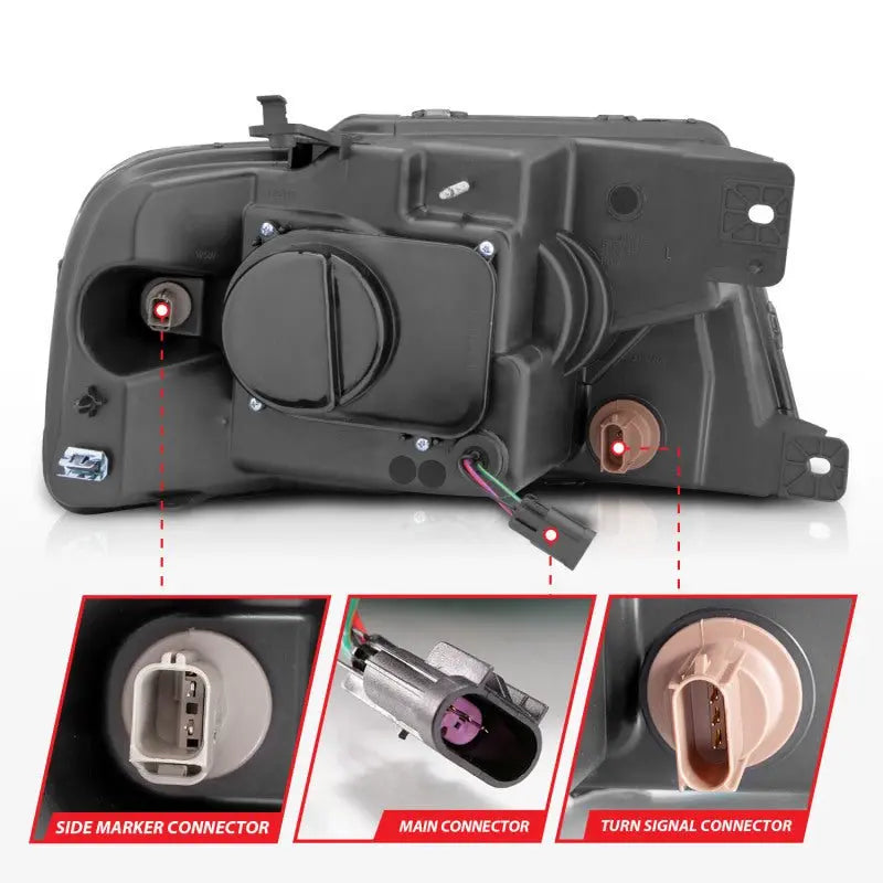ANZO 2004-2008 Ford F-150 Projector Headlights w/ Light Bar Chrome Housing ANZO ANZ111542