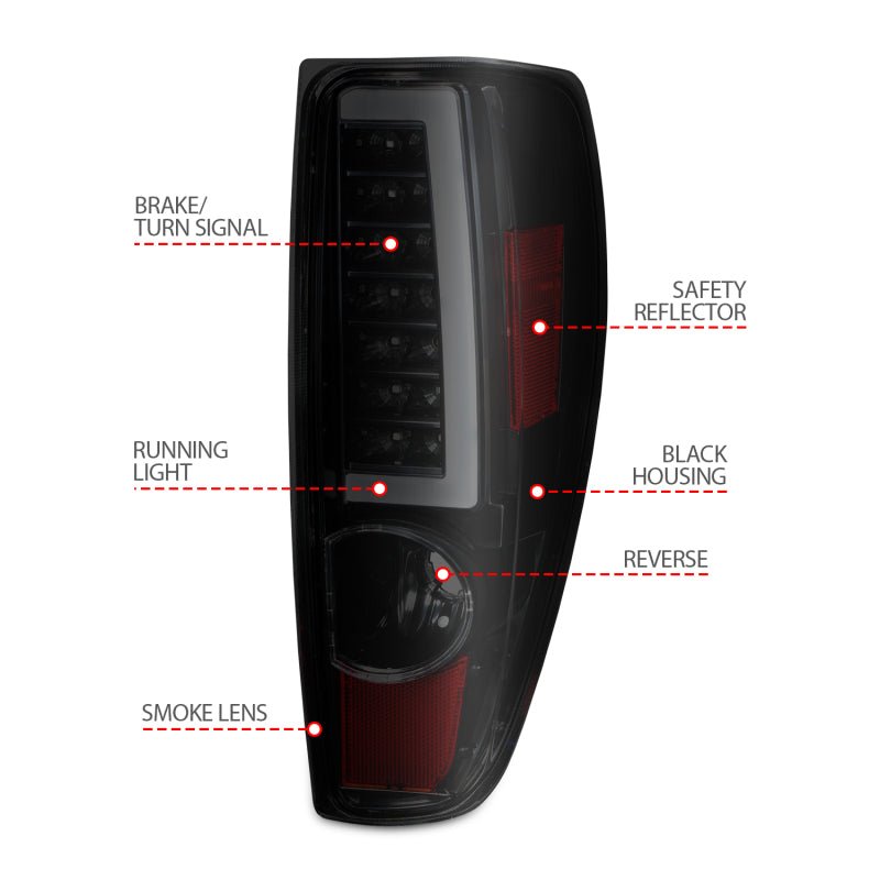ANZO 2004-2012 Chevrolet Colorado/ GMC Canyon LED Tail Lights w/ Light Bar Black Housing Smoke Lens ANZO ANZ311383