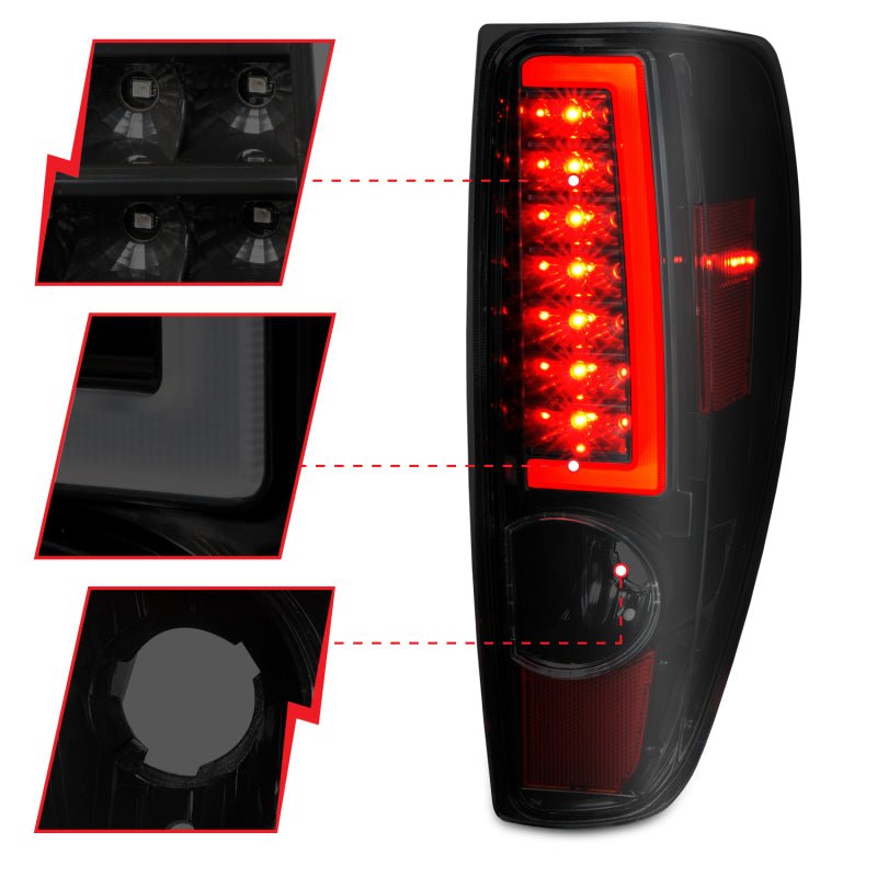 ANZO 2004-2012 Chevrolet Colorado/ GMC Canyon LED Tail Lights w/ Light Bar Black Housing Smoke Lens ANZO ANZ311383