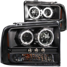 Load image into Gallery viewer, ANZO 2005-2007 Ford Excursion Projector Headlights w/ Halo Black w/ LED Strip (CCFL) 1pc ANZO ANZ111117