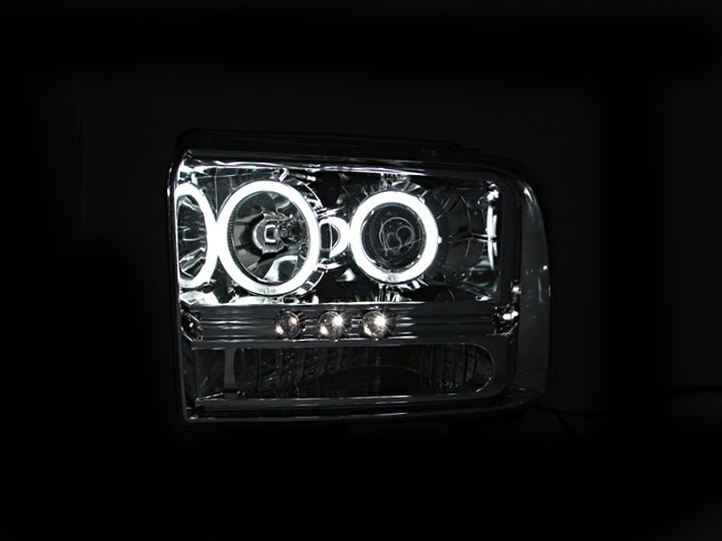 ANZO 2005-2007 Ford Excursion Projector Headlights w/ Halo Chrome w/ LED Strip (CCFL) 1pc ANZO ANZ111118