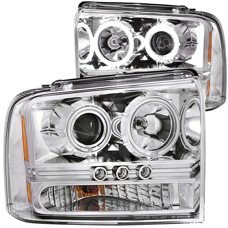 ANZO 2005-2007 Ford Excursion Projector Headlights w/ Halo Chrome w/ LED Strip (CCFL) 1pc ANZO ANZ111118