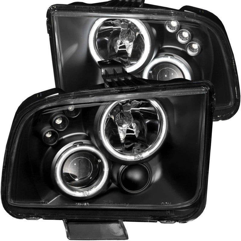 ANZO 2005-2009 Ford Mustang Projector Headlights w/ Halo Black - Black Ops Auto Works