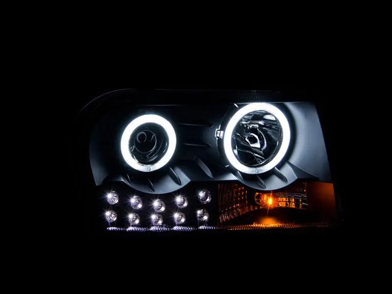 ANZO 2005-2010 Chrysler 300 Projector Headlights w/ Halo Black (Does Not Fit S Models) - Black Ops Auto Works