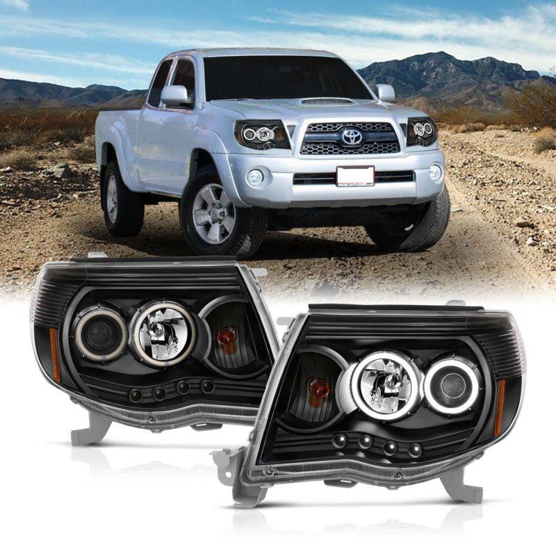 ANZO 2005-2011 Toyota Tacoma Projector Headlights w/ Halo Black ANZO ANZ121282