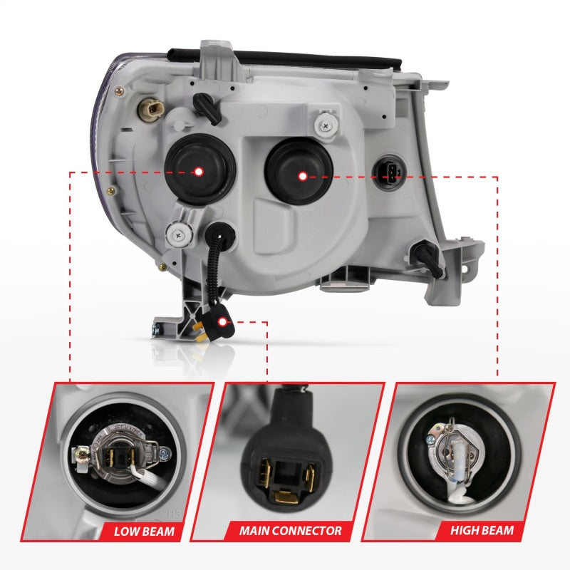 ANZO 2005-2011 Toyota Tacoma Projector Headlights w/ Halo Black ANZO ANZ121282