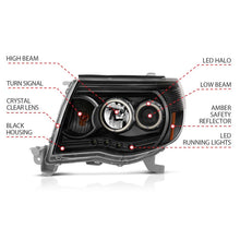 Load image into Gallery viewer, ANZO 2005-2011 Toyota Tacoma Projector Headlights w/ Halo Black ANZO ANZ121282
