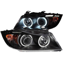 Load image into Gallery viewer, ANZO 2006-2008 BMW 3 Series E90-E91 Projector Headlights w/ Halo w/ LED Bar Black (CCFL) ANZO ANZ121335