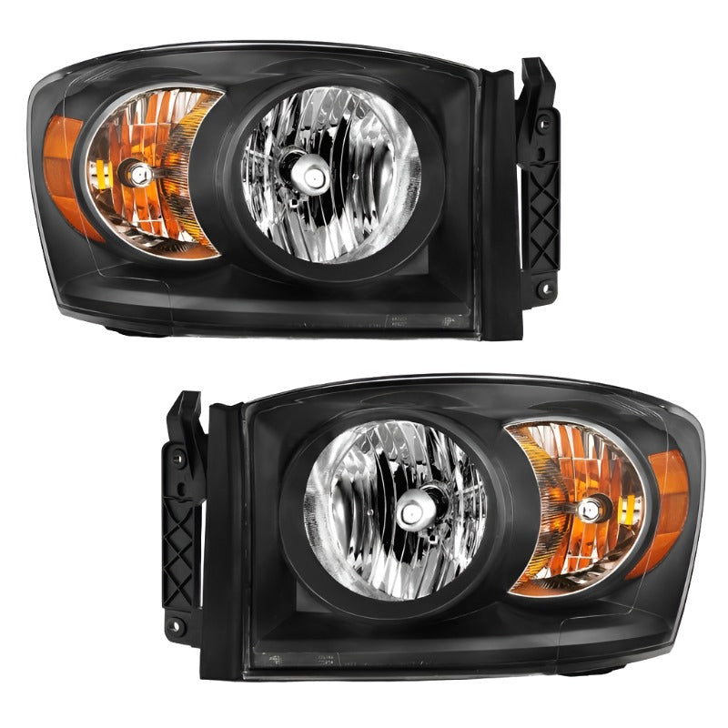 ANZO 2006-2009 Dodge Ram 1500 Crystal Headlight Black Amber ANZO ANZ111427