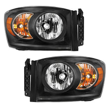 Load image into Gallery viewer, ANZO 2006-2009 Dodge Ram 1500 Crystal Headlight Black Amber ANZO ANZ111427