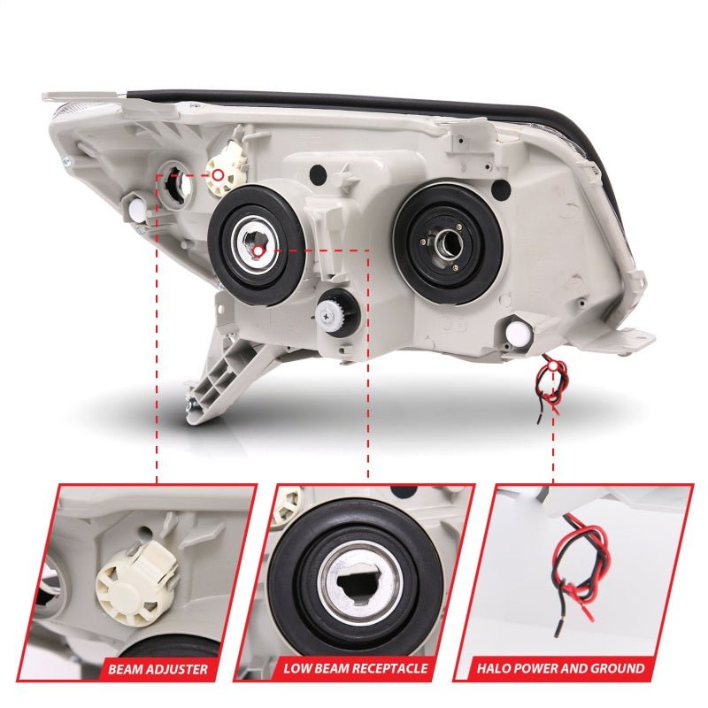ANZO 2006-2009 Toyota 4Runner Projector Headlights w/ Halo Black - Black Ops Auto Works