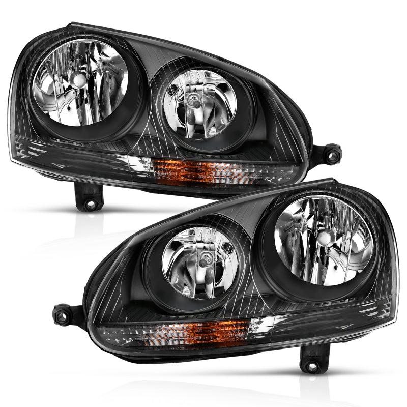 ANZO 2006-2009 Volkswagen Us Rabbit Crystal Headlight Black (Halogen Only) ANZO ANZ121542