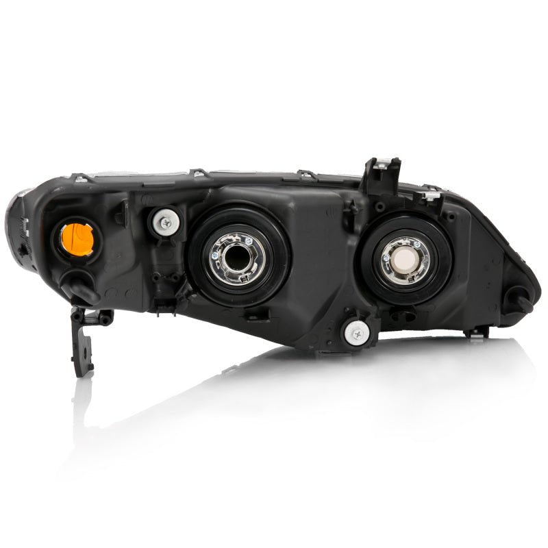 ANZO 2006-2011 Honda Civic 4 Door Crystal Headlight Black Amber (OE Replacement) ANZO ANZ121547
