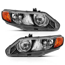 Load image into Gallery viewer, ANZO 2006-2011 Honda Civic 4 Door Crystal Headlight Black Amber (OE Replacement) ANZO ANZ121547