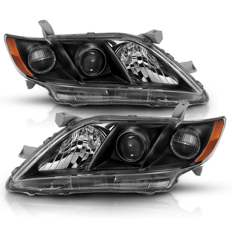ANZO 2007-2009 Toyota Camry Projector Headlight Black Amber ANZO ANZ121539