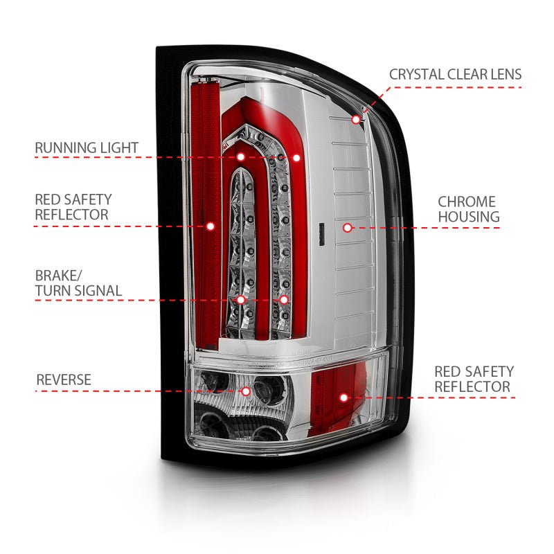 ANZO 2007-2013 Chevrolet Silverado 1500 LED Taillights Chrome ANZO ANZ321341
