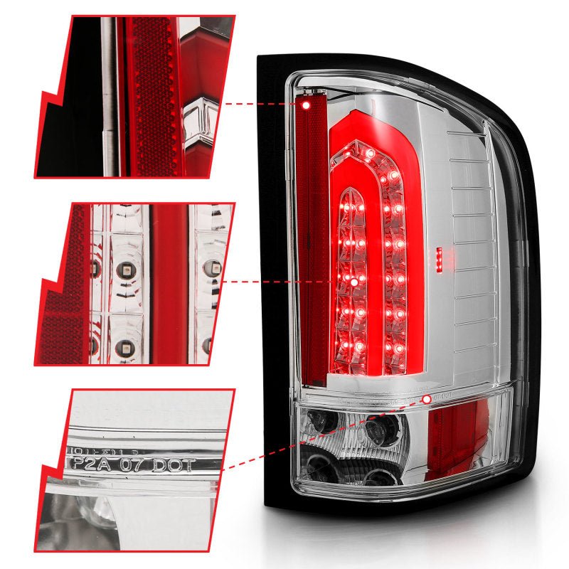 ANZO 2007-2013 Chevrolet Silverado 1500 LED Taillights Chrome - Black Ops Auto Works
