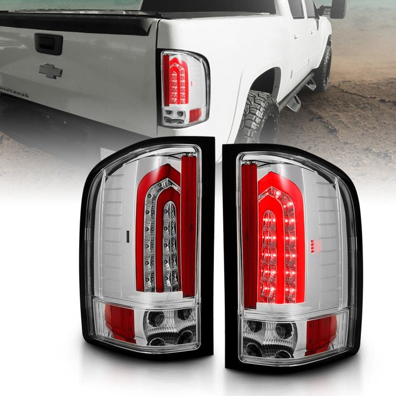 ANZO 2007-2013 Chevrolet Silverado 1500 LED Taillights Chrome - Black Ops Auto Works