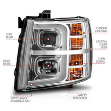 Load image into Gallery viewer, ANZO 2007-2013 Chevrolet Silverado 1500 Projector w/ Light Bar Chrome Housing w/ Sequential ANZO ANZ111546