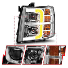 Load image into Gallery viewer, ANZO 2007-2013 Chevrolet Silverado 1500 Projector w/ Light Bar Chrome Housing w/ Sequential ANZO ANZ111546
