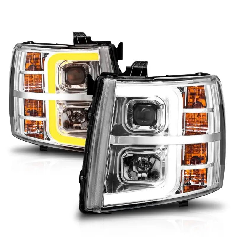 ANZO 2007-2013 Chevrolet Silverado 1500 Projector w/ Light Bar Chrome Housing w/ Sequential ANZO ANZ111546