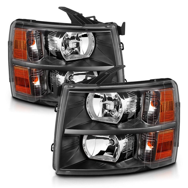 ANZO 2007-2013 Chevrolet Silverado Crystal Headlights Black ANZO ANZ111393