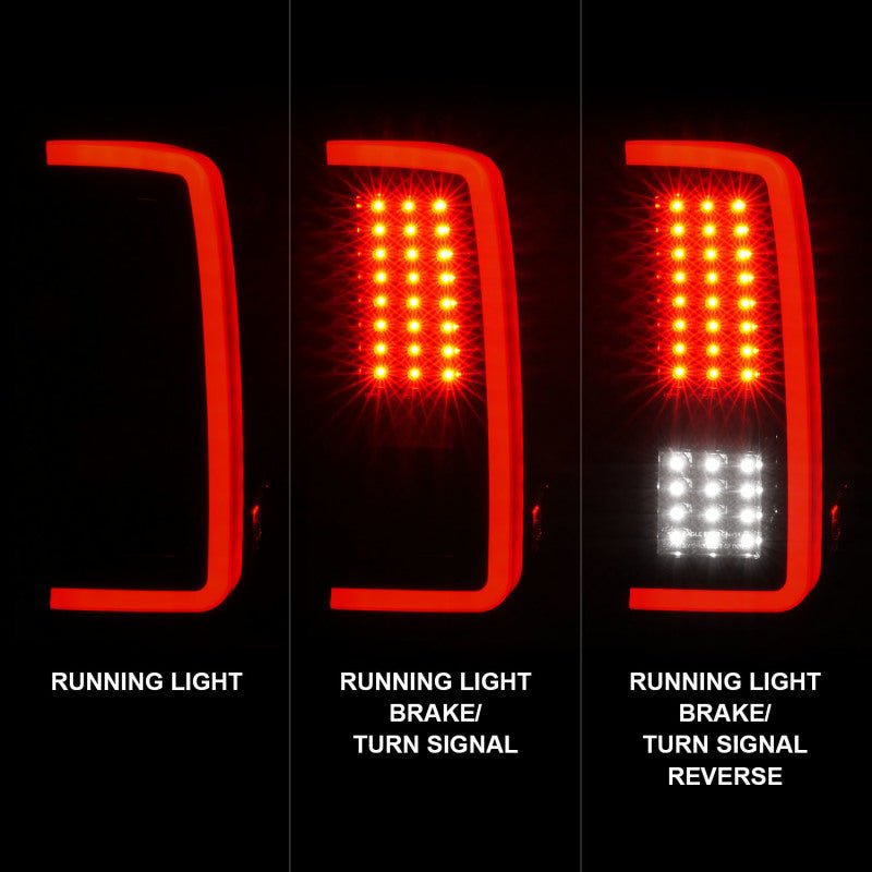 ANZO 2007-2013 Chevrolet Silverado1500/ 2500/ 3500 LED Tail Lights w/ Light Bar Black Housing Smoke ANZO ANZ311381