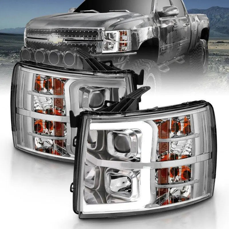 ANZO 2007-2013 Chevy Silverado 1500 Projector Plank Style Chrome Amber ANZO ANZ111481