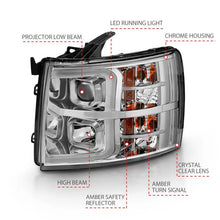 Load image into Gallery viewer, ANZO 2007-2013 Chevy Silverado 1500 Projector Plank Style Chrome Amber ANZO ANZ111481