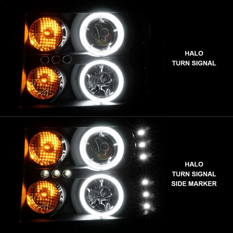 ANZO 2007-2013 Gmc Sierra 1500 Projector Headlights w/ Halo Black ANZO ANZ111125