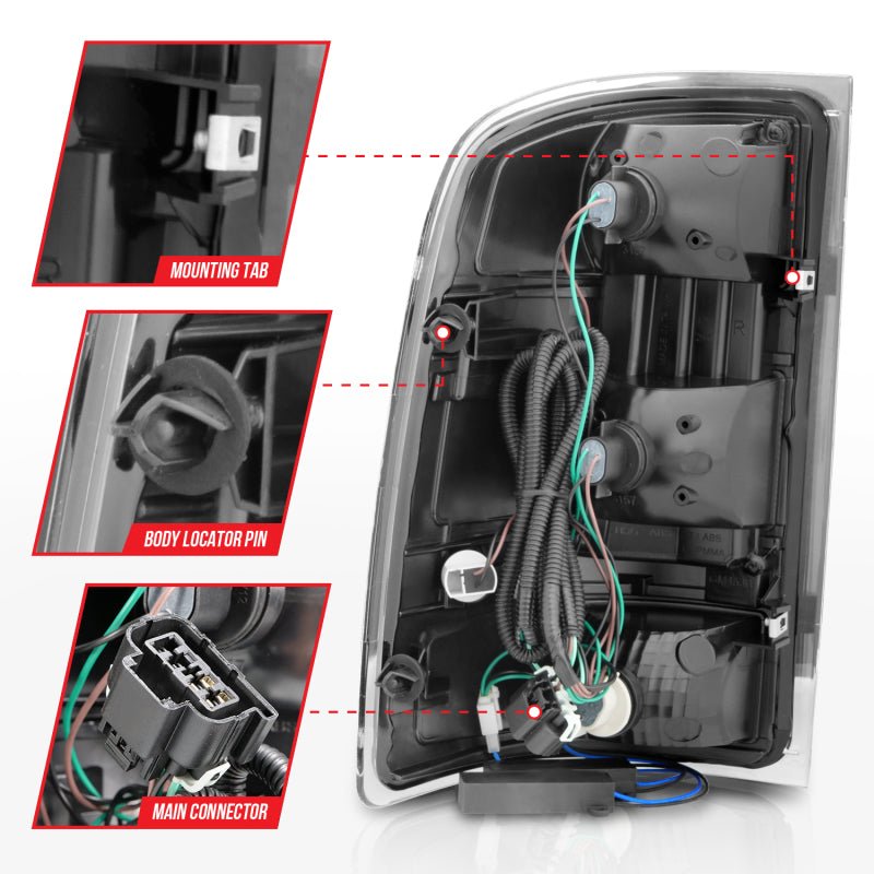 ANZO 2007-2013 GMC Sierra LED Tail Lights w/ Light Bar Black Housing Smoke Lens ANZO ANZ311389