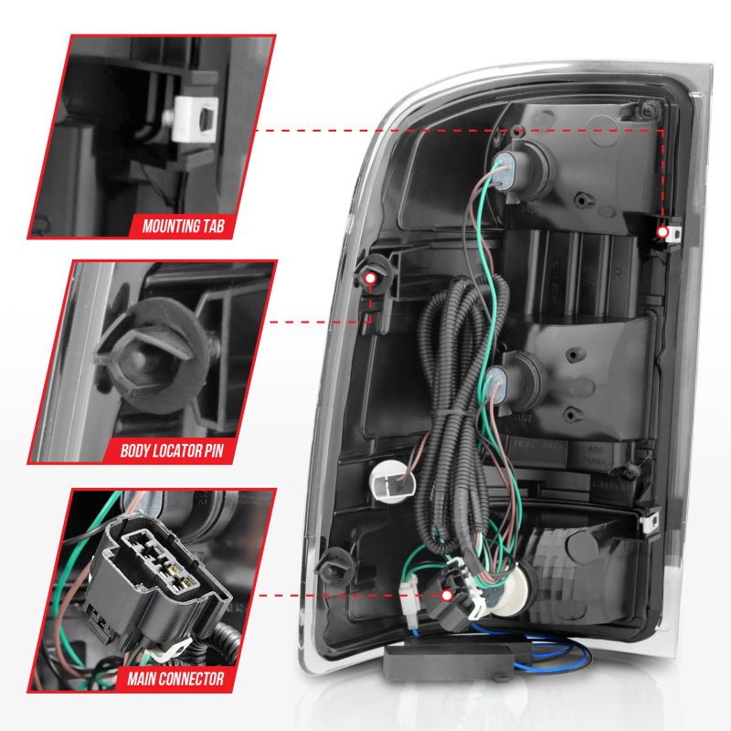 ANZO 2007-2013 GMC Sierra LED Tail Lights w/ Light Bar Black Housing Smoke Lens - Black Ops Auto Works