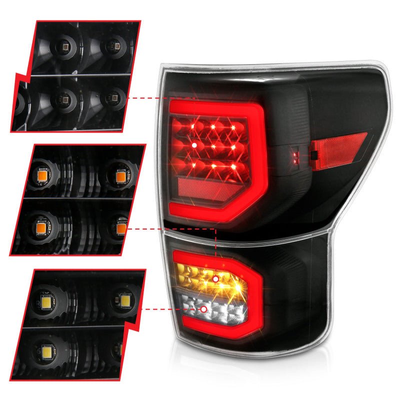 ANZO 2007-2013 Toyota Tundra LED Taillights Plank Style Black w/Clear Lens ANZO ANZ311336