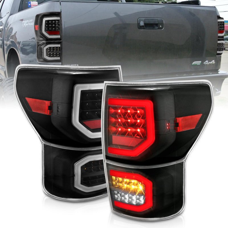 ANZO 2007-2013 Toyota Tundra LED Taillights Plank Style Black w/Clear Lens - Black Ops Auto Works