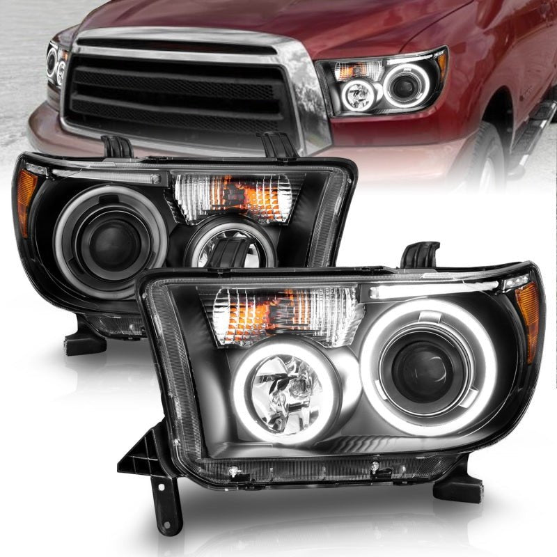 ANZO 2007-2013 Toyota Tundra Projector Headlights w/ Halo Black (CCFL) ANZO ANZ111174