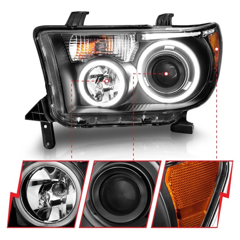 ANZO 2007-2013 Toyota Tundra Projector Headlights w/ Halo Black (CCFL) ANZO ANZ111174