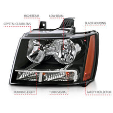 Load image into Gallery viewer, ANZO 2007-2014 Chevrolet Tahoe/Suburban Crystal Headlights Black ANZO ANZ111392
