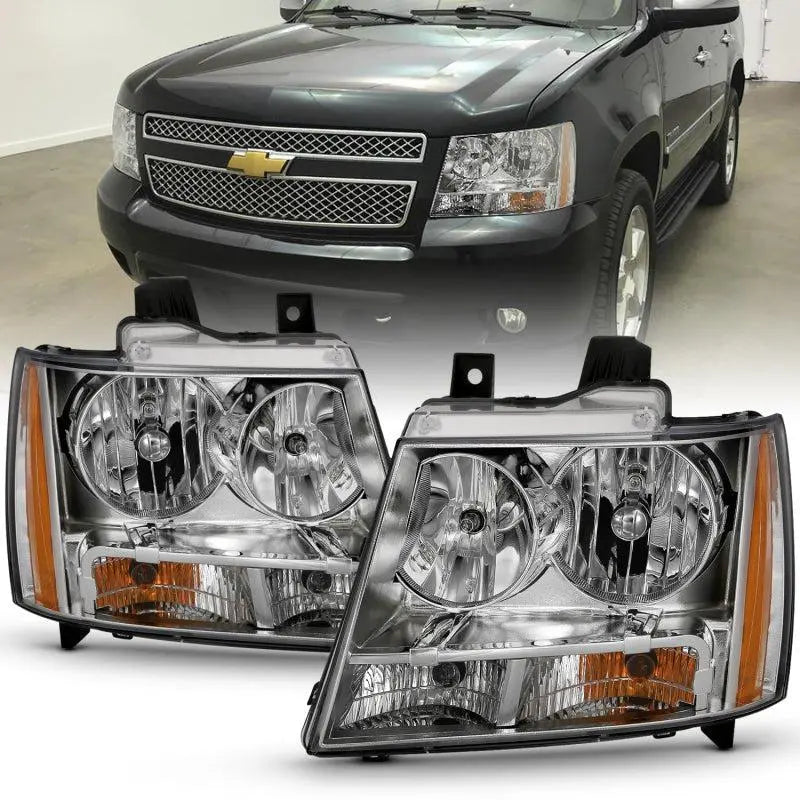 ANZO 2007-2014 Chevy TahOE Crystal Headlight Chrome Amber(OE) ANZO ANZ111475