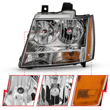 Load image into Gallery viewer, ANZO 2007-2014 Chevy TahOE Crystal Headlight Chrome Amber(OE) ANZO ANZ111475