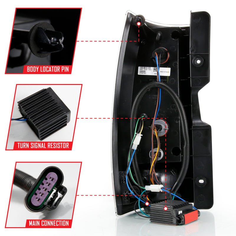 ANZO 2007-2014 Chevy Tahoe LED Taillight Plank Style Black w/Clear Lens ANZO ANZ311321
